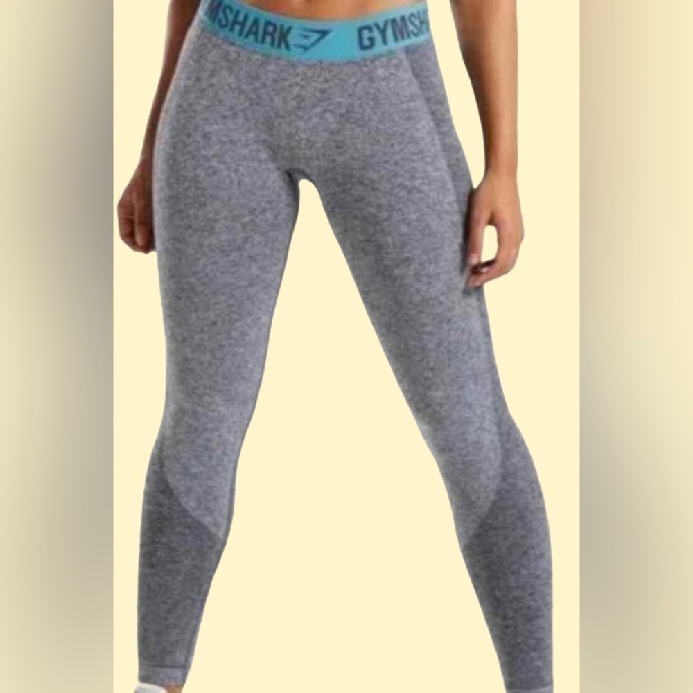 NWT Gymshark Flex Charcoal Marl teal athletic casual stretch tight leggings XS - Picture 1 of 3